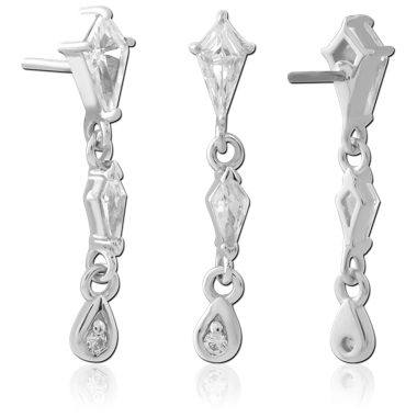 14K WHITE GOLD JEWELED ATTACHMENT TITANIUM THREADLESS PIN