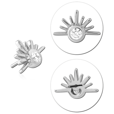14K WHITE GOLD JEWELED ATTACHMENT TITANIUM THREADLESS PIN