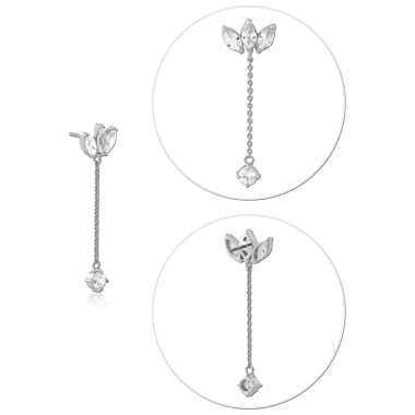14K WHITE GOLD JEWELED ATTACHMENT TITANIUM THREADLESS PIN