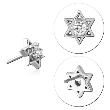 14K WHITE GOLD JEWELED ATTACHMENT TITANIUM THREADLESS PIN