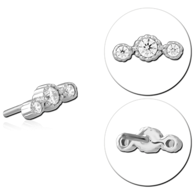 14K WHITE GOLD JEWELED ATTACHMENT TITANIUM THREADLESS PIN