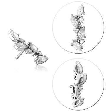14K WHITE GOLD THREADLESS ATTACHMENT RIGHT MARQUISE LEAF GEM CLUSTER