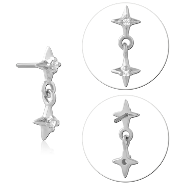 14K WHITE GOLD ATTACHMENT TOP WITH TITANIUM THREADLESS PIN