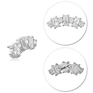 14K WHITE GOLD JEWELED ATTACHMENT TITANIUM THREADLESS PINS