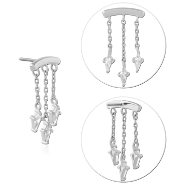 14K WHITE GOLD TOP JEWELED ATTACHMENT WITH TITANIUM THREADLESS PIN