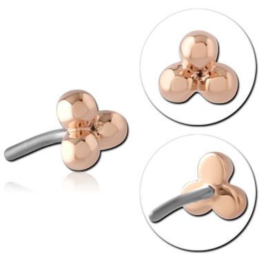 STERILE 14K ROSE GOLD SOLID ATTACHMENT 1.2 BEAD TITANIUM THREADLESS PIN