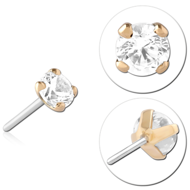 STERILE 14K GOLD JEWELED ATTACHMENT TITANIUM THREADLESS PIN