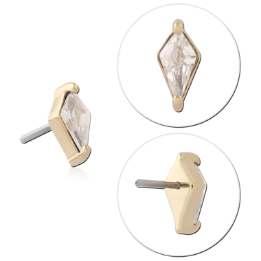 STERILE 14K YELLOW GOLD TOP WITH TITANIUM THREADLESS PIN KITE GEM
