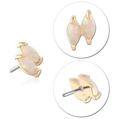 STERILE 14K YELLOW GOLD ATTACHMENT WITH TITANIUM THREADLESS TOP