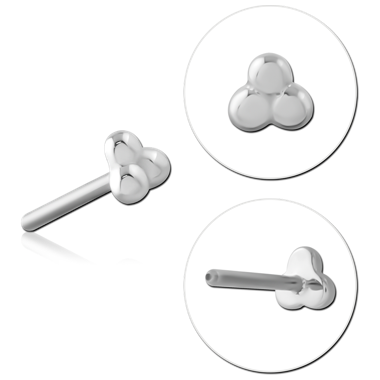 STERILE 14K WHITE GOLD SOLID ATTACHMENT BEAD TITANIUM THREADLESS PIN