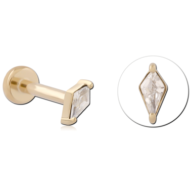 14K YELLOW GOLD THREADLESS LABRET KITE CUT GEM