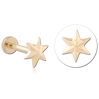 14K YELLOW GOLD THREADLESS LABRET STARBURST
