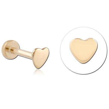 14K YELLOW GOLD THREADLESS LABRET HEART