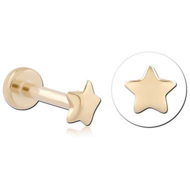 14K YELLOW GOLD THREADLESS LABRET FIVE POINT STAR