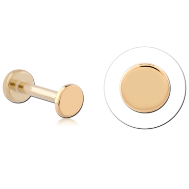 14K YELLOW GOLD THREADLESS LABRET FLAT DISC