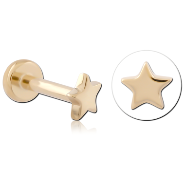 14K YELLOW GOLD THREADLESS LABRET ROUNDED STAR