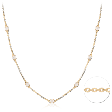 GOLD PVD 18K COATED SURGICAL STEEL JEWELED NECKLACE