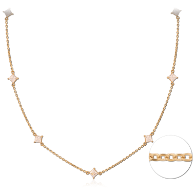 GOLD PVD 18K COATED SURGICAL STEEL JEWELED NECKLACE