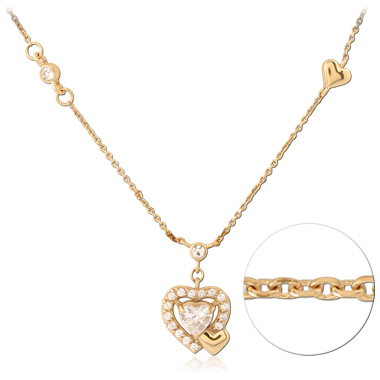 GOLD PVD 18K COATED SURGICAL STEEL TWO TONE NECKLACE WITH PENDANT