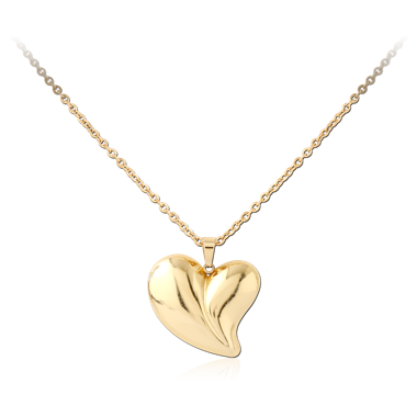 GOLD PVD 18K COATED 316L SURGICAL STEEL NECKLACE POLISHED SWIRL HEART PENDANT