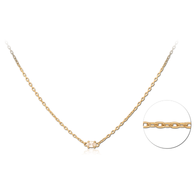 316L GOLD PVD 18K COATED SURGICAL STEEL JEWELED NECKLACE