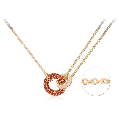 STERLING SILVER 925 GOLD PLATED 18K JEWELED NECKLACE WITH PENDANT