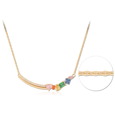 STERLING SILVER 925 GOLD PLATED 18K JEWELED NECKLACE WITH PENDANT