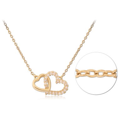 STERLING SILVER 925 GOLD PLATED 18K JEWELED NECKLACE WITH PENDANT