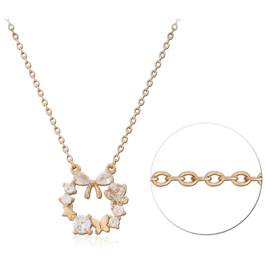 STERLING SILVER 925 GOLD PLATED 18K JEWELED NECKLACE WITH PENDANT