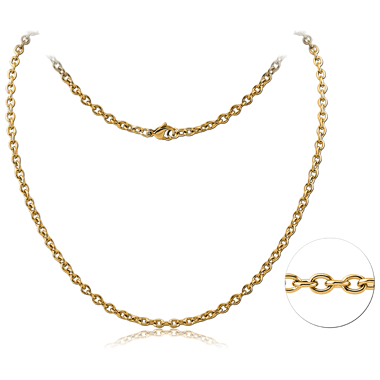 GOLD PVD COATED STAINLESS STEEL CABLE NECK CHAIN 45CMS