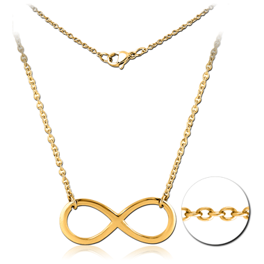 GOLD PVD COATED SURGICAL STEEL NECKLACE WITH PENDANT - INFINITY