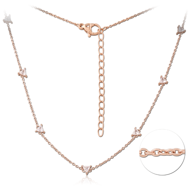 ROSE GOLD PVD COATED SURGICAL STEEL JEWELED NECKLACE