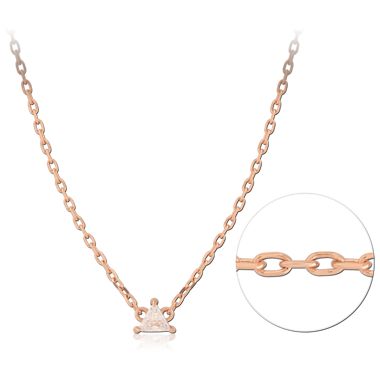 316L ROSE GOLD PVD COATED SURGICAL STEEL JEWELED NECKLACE