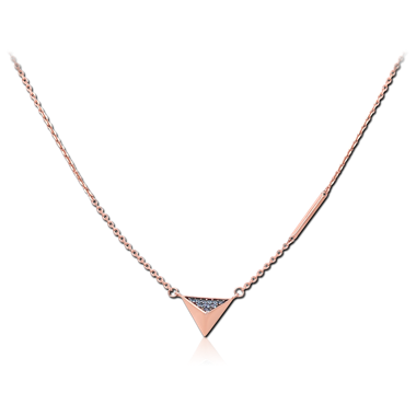 STERLING SILVER 925 ROSE GOLD PVD COATED JEWELED NECKLACE WITH PENDANT