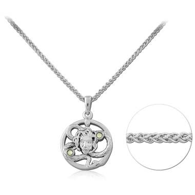 STERLING SILVER 925 RHODIUM PLATED JEWELED NECKLACE WITH PENDANT