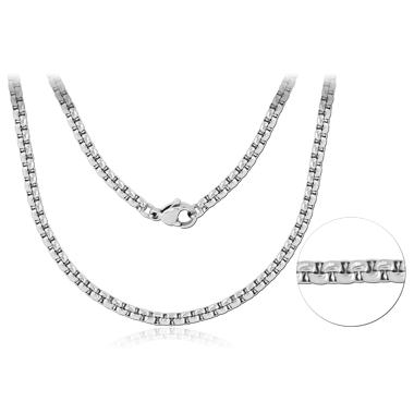 STAINLESS STEEL NECKLACE  ROUND BOX CHAIN ROLL SIZE 1.0MM WITH LOBSTER LOCKER SIZE 9MM