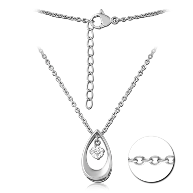 316L SURGICAL STEEL JEWELED NECKLACE WITH PENDANT
