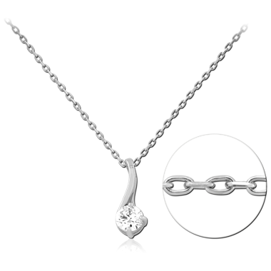 SURGICAL STEEL NECKLACE JEWELED PENDENT