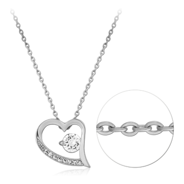 316L SURGICAL STEEL NECKLACE SQUARE GEM STATION CHAIN