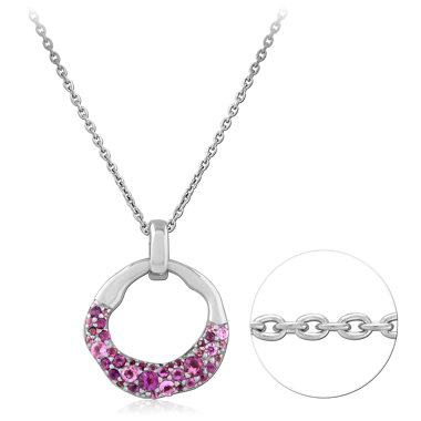 STERLING SILVER 925 JEWELED NECKLACE WITH PENDANT