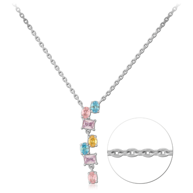 STERLING SILVER 925 JEWELED NECKLACE WITH PENDANT