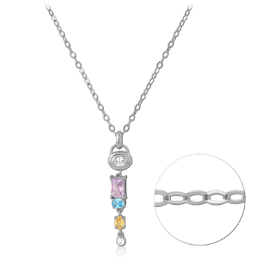 STERLING SILVER 925 JEWELED NECKLACE WITH PENDANT