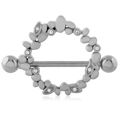 316L SURGICAL STEEL NIPPLE SHIELD PEBBLE CLUSTER WITH ROUND GEMS
