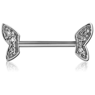 SURGICAL STEEL NIPPLE BAR - WINGS