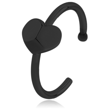 BLACK PVD COATED SURGICAL STEEL OPEN NOSE RING - HEART