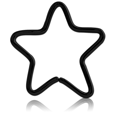 BLACK PVD COATED SURGICAL STEEL OPEN STAR SEAMLESS RING