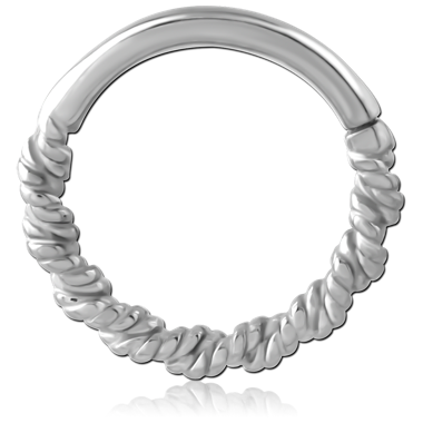 316L SURGICAL STEEL HINGE SEGMENT RING TWISTED ROPE TEXTURE NOSE HOOP