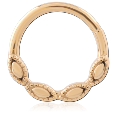 GOLD PVD 18K COATED SURGICAL STEEL HINGE SEGMENT RING MARQUISE ACCENTS