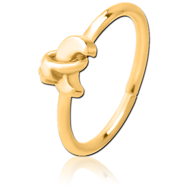 GOLD PVD COATED SURGICAL STEEL SEAMLESS RING - ANNULAR ECLIPSE AND STAR