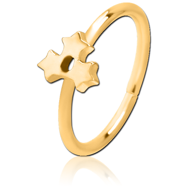 GOLD PVD COATED SURGICAL STEEL SEAMLESS RING - TRIPLE STAR